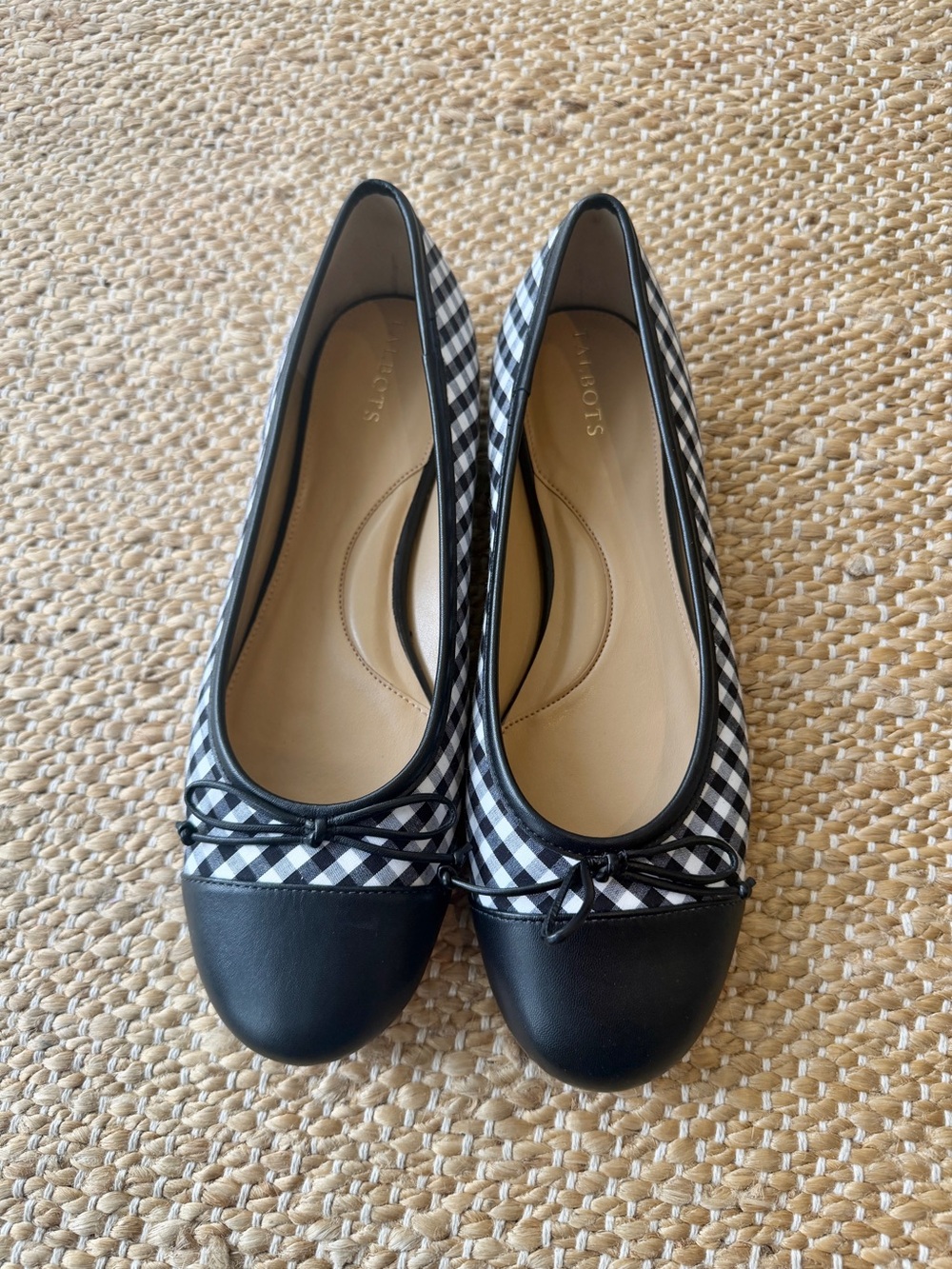 Talbots Black & White Gingham Ballet Flats, size 10.5